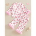 thumbnail image 3 of aturustex Little Girls Valentine Pajamas Outfits 6M 12M 18M 2T 3T 4T Toddler Baby Bow Print Plush Loungewear Laple Button Shirts Long Sleeve Tops withepwear for Baby Cute Valentine's Day Pjs, 3 of 6