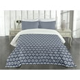 thumbnail image 3 of Ambesonne Ikat Quilted Bedspread Set 3 Pcs, Circles Dots, King Size, Dark Blue White, 3 of 5