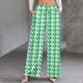 thumbnail image 2 of Sage Green And White Ripple Women's Casual Wide Leg Pants Comfort Pockets Elastic Waist Loose Fit Pants, 2 of 7