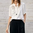 thumbnail image 2 of Shirts Tops for Women Solid Color V Neck Embroidered Casual Tank Top, 2 of 5