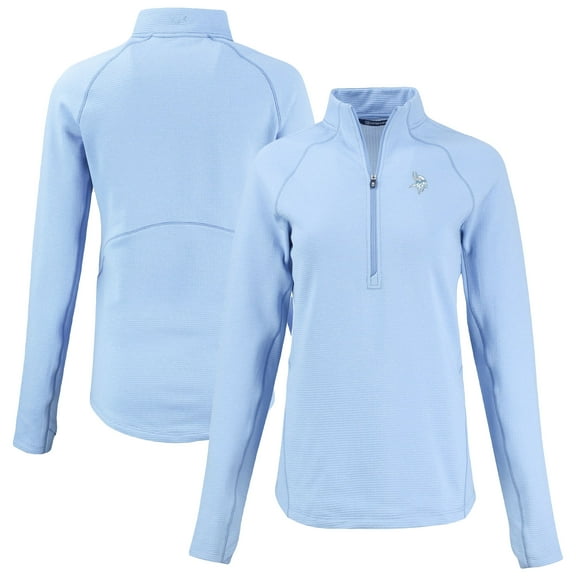 Women's Cutter & Buck  Powder Blue Minnesota Vikings Peshastin Eco Fleece Recycled Half-Zip Top