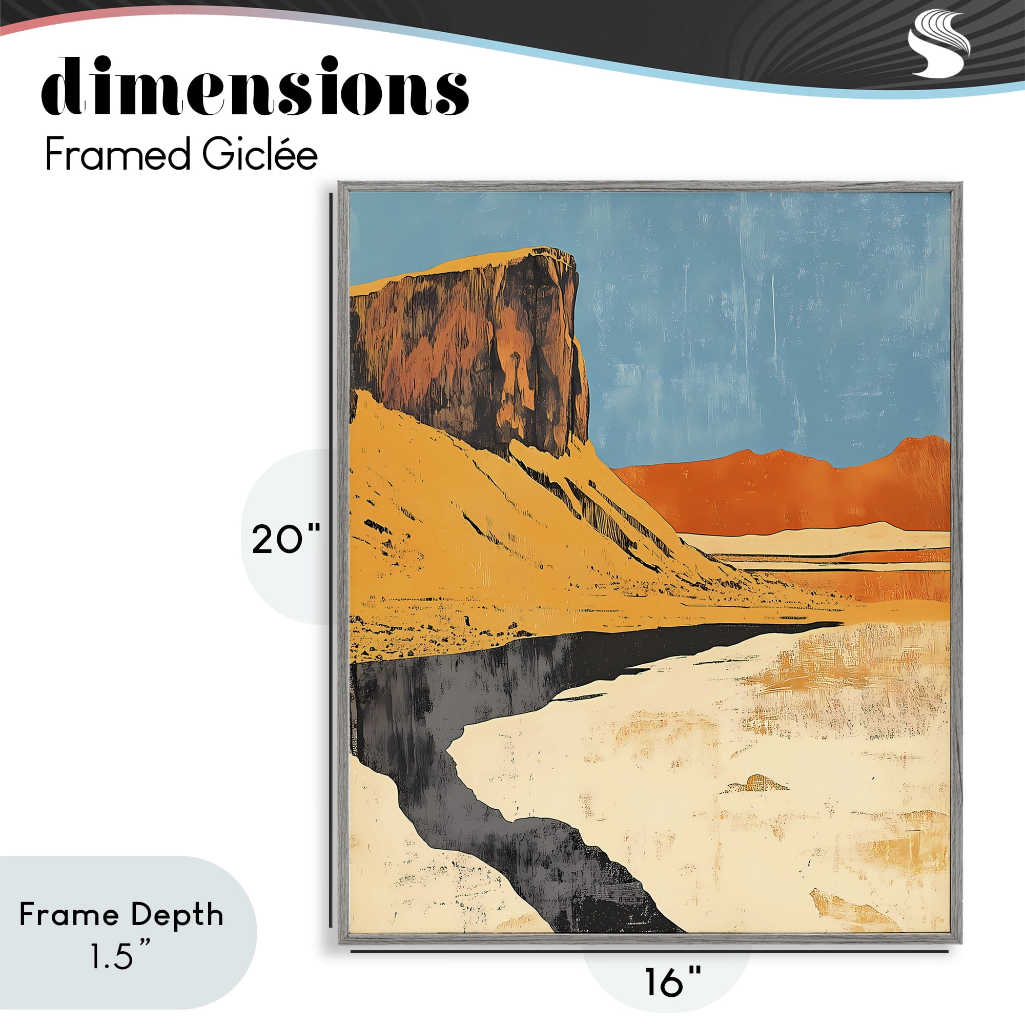 Stupell Industries Canyon Pass Pathway Gray Framed Giclee Art, design by Walker Noble