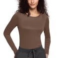 thumbnail image 1 of Ohufall Hauts pour Femmes Col Rond Ajusté Grande Taille Haut Décontracté Léger Respirant T-Shirts Basiques à Manches Longues pour Femmes, Taille P-3TG, 1 of 9