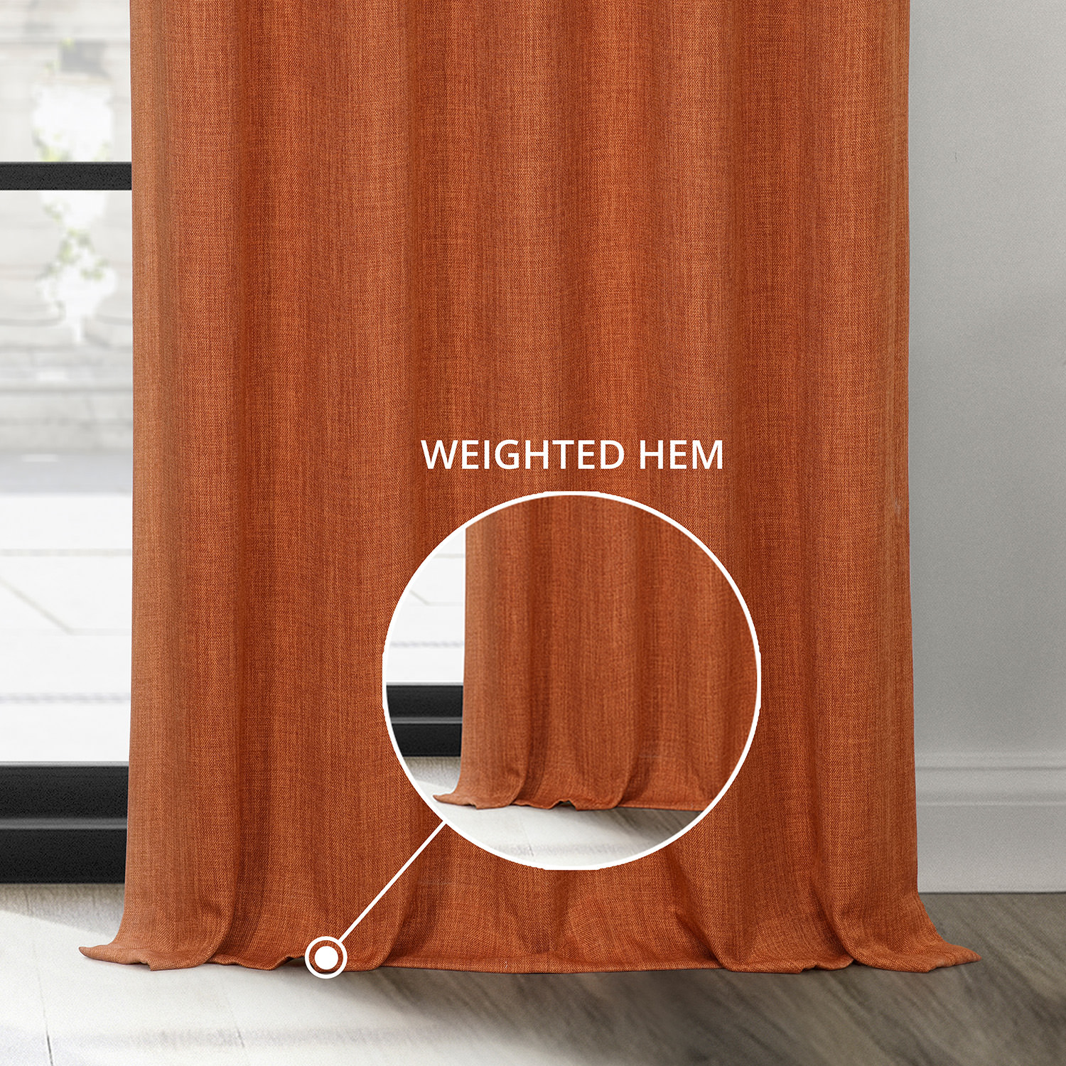 HPD Half Price Drapes Desert Orange Faux Linen Room Darkening Curtains for Bedroom & Living Room Curtains (1 Panel), Door & Window Curtains 96 inches long, Rod Pocket curtains & drapes, 50W X 96L