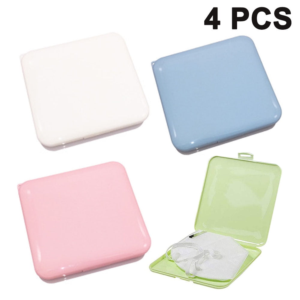 4Pcs Portable Plastic Storage Containers Holder Bag Face Cover Case Organizer 