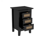 thumbnail image 4 of Wooden Nightstands Set of 2 with Rattan-Woven Surfaces and Three Drawers, Exquisite Elegance with Natural Storage Solutions for Bedroom, 4 of 7