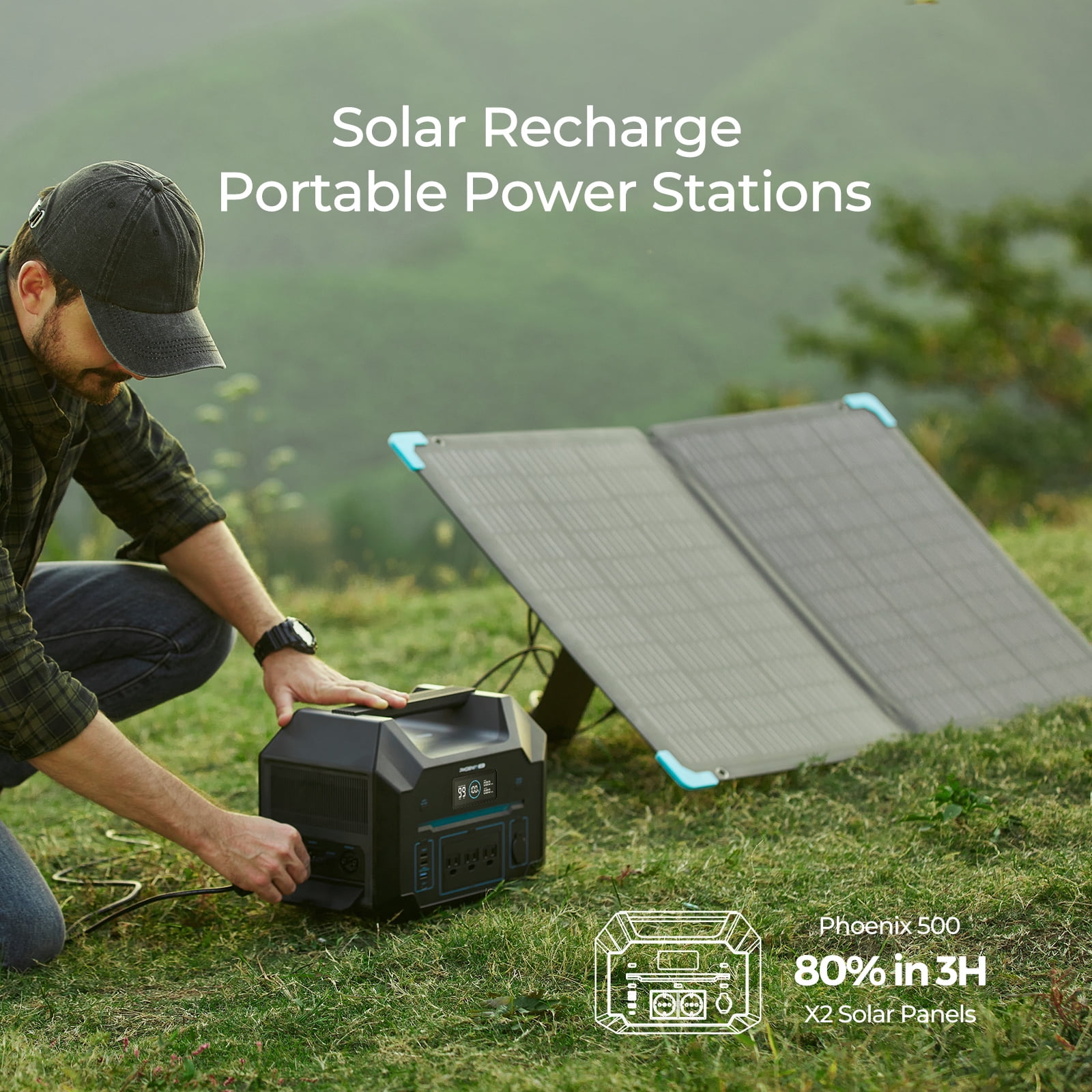 Renogy 120 Watt Foldable Solar Panel, Adjustable Kickstand & Integrated Carry Handles for Road Trip, Camping, RV, and Fishing