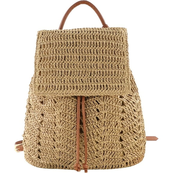 Women's Straw Backpack Summer Boho Bohemian Hollow Shoulder Bag Hobo Crochet Woven Travel Bags for Women Knitted Beach Back Pack