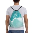 thumbnail image 2 of Drawstring Backpack - Teal Turquoise 1 Splash Proof Small Drawstring Gym Bag for Women Men, Cinch Sports String Bag Backpack for Travel Swimming Beach, 2 of 8