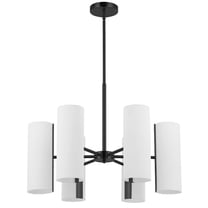 Dainolite 6 Light Matte Black Chandelier w/ Opal Glass