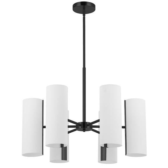 Dainolite 6 Light Matte Black Chandelier w/ Opal Glass