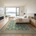 thumbnail image 3 of ODIKA 9'x12' Sage Green Floral Medallion Tufted Washable Area Rug Classic Botanical Motif With Ornate Border Framework And Vintage Non-Slip, Chair-Friendly for Dining Room, Basement, Large Office, 3 of 7
