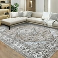 thumbnail image 7 of Yesfashion Carpets Area Rugs Washable 9*12 Area Rug Vintage Distressed Rug Medallion Floral Print Rug Machine Area Rugs Bedroom Non-Slip Low Pile Accent Rug,Taupe Khaki 9*12ft, 7 of 7