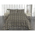 thumbnail image 2 of Ambesonne Geometric Quilted Coverlet 2 Pcs, Retro Motif of Lines Art, Twin Size, Dark Mustard Grey, 2 of 4