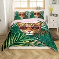 thumbnail image 1 of Erosebridal Housse de Couette Léopard Guépard Simple, Literie Feuilles de Palmier Tropicales Taille Simple, Réversible, Légère, 2 Pcs (Sans Couette), 1 of 6