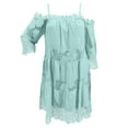 thumbnail image 5 of Vestido largo de encaje con hombros descubiertos para mujer: falda escalonada, mangas con volantes, elegante para bodas y fiestas, 5 of 5