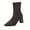 Brown, variant on Black Womens Square Toe Sock Boots Chunky High Heel Knitted Stretch Fit Short Boots Casual Winter Slip On Outdoor Walking Shoes Trendy Daily Wear Size 36