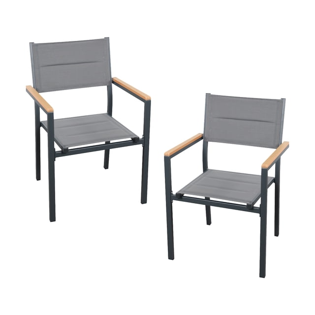 Juego 2 Sillas de Comedor Exterior Apilables y Acolchadas