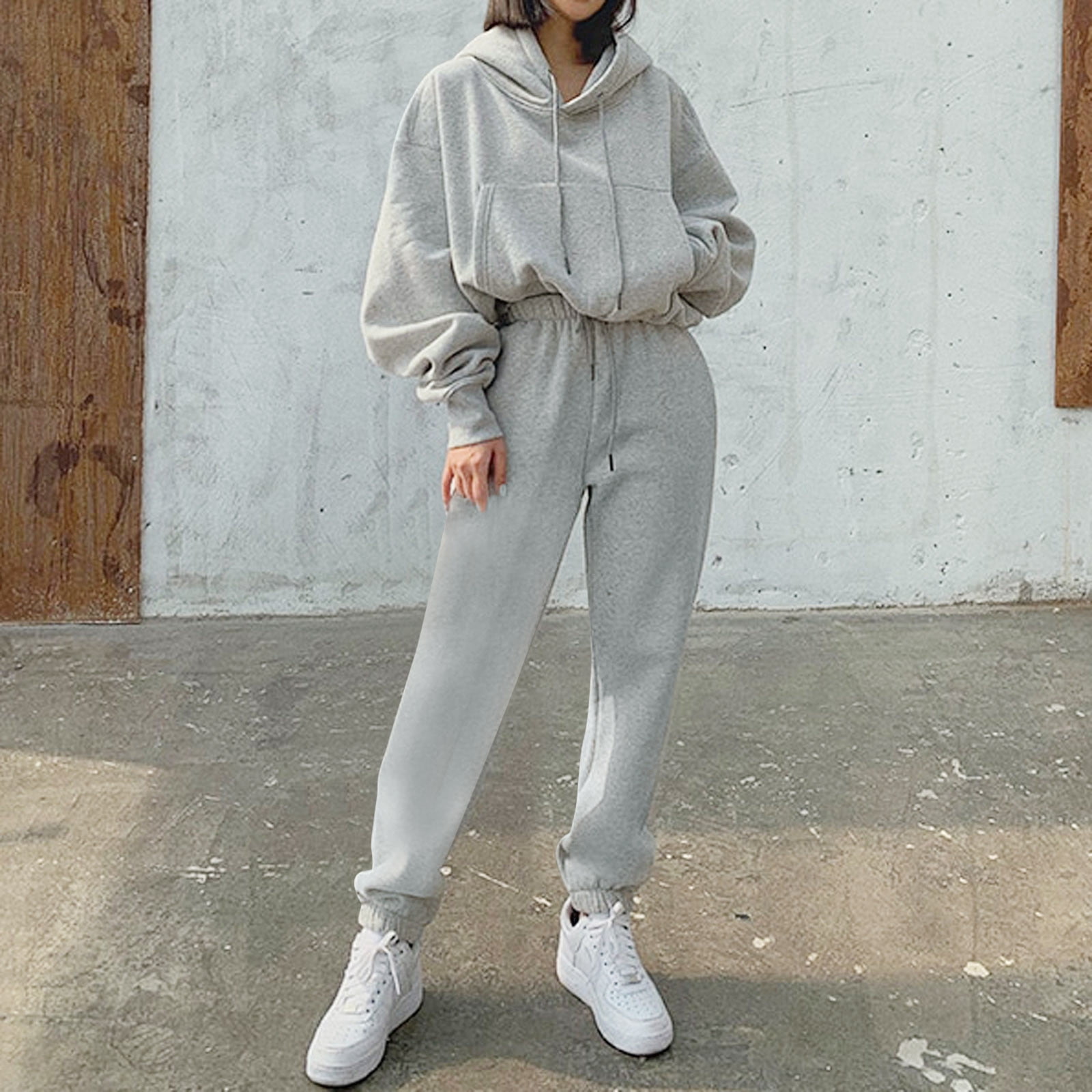 Hoodies Suit Winter Spring Solid Casual Tracksuit Women 2 Pieces Set Sports  Sweatshirts Pullover Home Sweatpants Outfits Note Please Buy One Or Two  Sizes Larger - Walmart.com