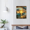 thumbnail image 4 of EastSmooth X0775 Wall Art Decor Canvas Print Picture Sunset Over The Rocks in California 1 Panel Sea Ocean Waves Artwork for Office Bedroom Home Decoration Stretched and Framed Ready to Hang, 4 of 5