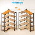 thumbnail image 2 of 57 inch L Shaped Corner Bookshelf, 5 Tier Reversible Industrial Bookcase with Open Storage Shelves, Metal Frame Display Rack for Home Office, Living Room, Bedroom, Kitchen, Vintage, 2 of 7