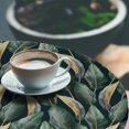 thumbnail image 3 of Ambesonne Jungle Fitted Round Tablecloth, Exotic Forest Leafy Print, 45"- 56" Diameter, Dark Teal Forest Green, 3 of 5