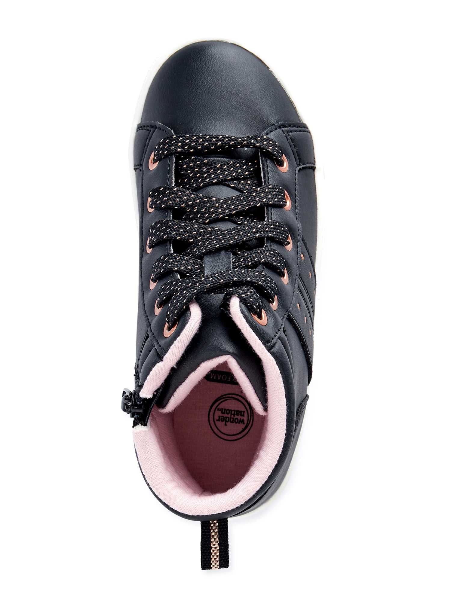 Wonder Nation Little Girl & Big Girl Black Casual High Top Sneaker