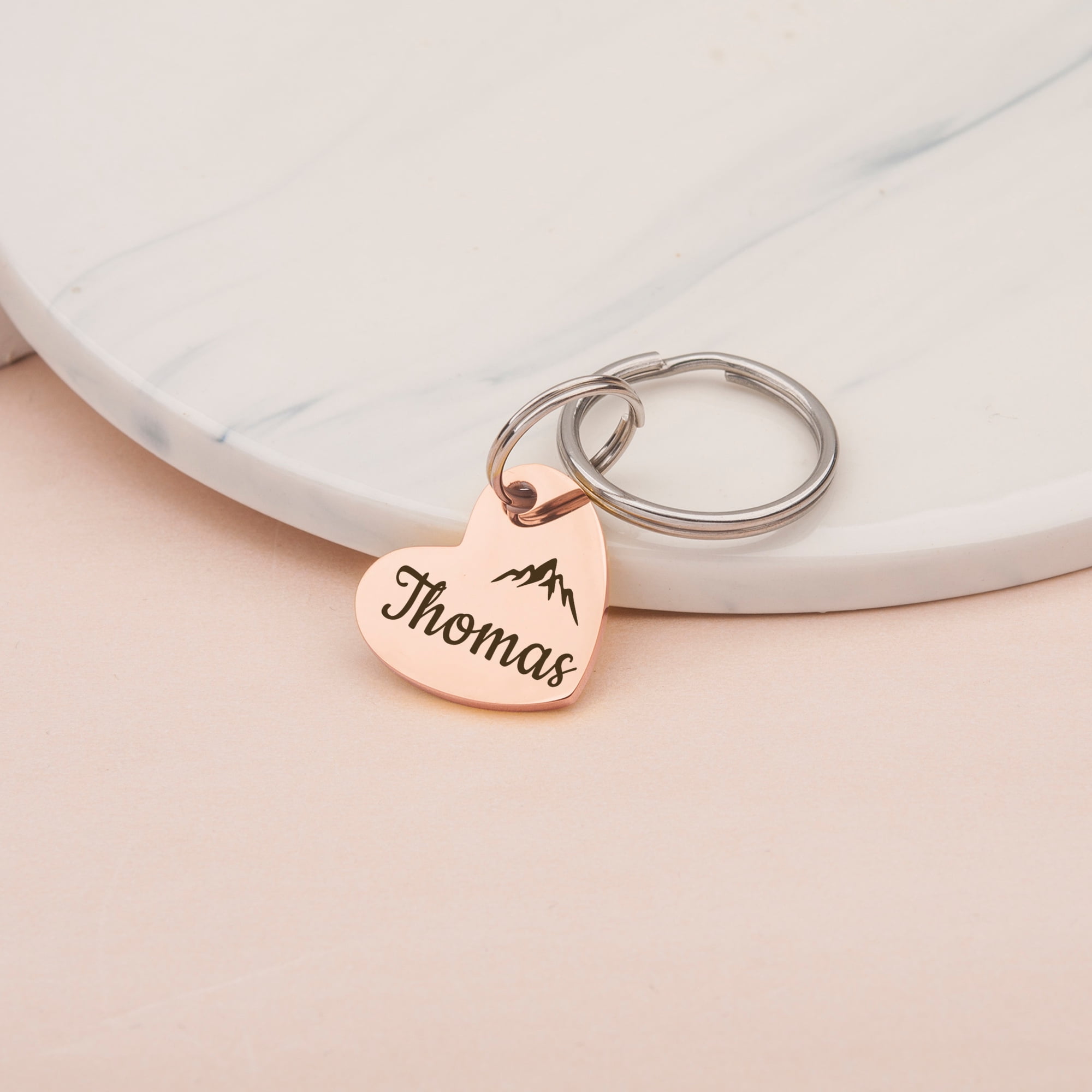 Anavia Stainless Steel & Metal Heart Cute Girl Engraved Dog ID Tag, Rose Gold, S