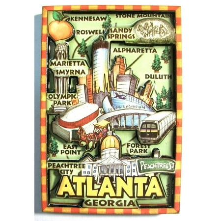 Cartoon Map - Atlanta Cartoon Map Fridge Magnet