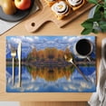thumbnail image 2 of Blue Mountain Placemats Set of 4 Modern Art Yellow Forest Lake Place Mats Indoor Wipeable Table Mats Washable Cloth Dining Table Placemats for Kitchen Holiday Party Home Decor 13x19 Inch, 2 of 9