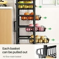 thumbnail image 4 of Fruit Vegetable Basket for Kitchen Pantry Organizers,  Large Pull-Out Wire Basket with Wood Top and Wheels for Fruit Vegetable Onions Potatoes Snacks, 4 of 8