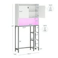 thumbnail image 3 of BELLEZE Over The Toilet Storage Cabinet with LED Light, Freestanding Above Toilet Rack with Adjustable Shelf, Bathroom Space Savers Anti-Tipping Device Included - Murano (White), 3 of 7
