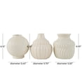 thumbnail image 3 of DecMode 5"W, 6"H Abstract Small Textured Cream Ceramic Vase with Varying Shapes and Patterns, Set of 3, 3 of 10