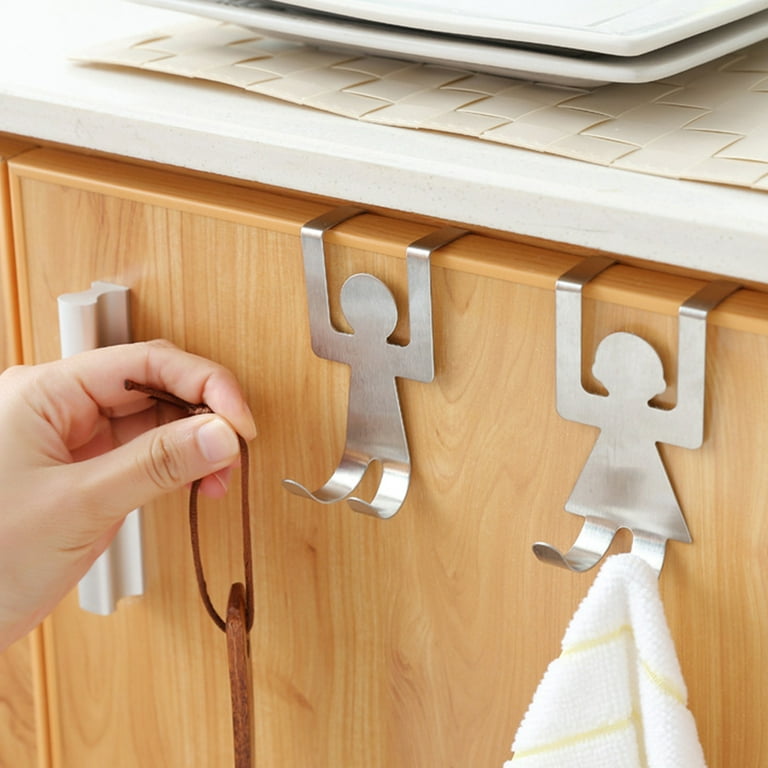 8 Pcs Stainless Steel Coat Wall Hanger Clothes Hanging Rack Figure Hook  Drawer Clothing 