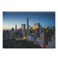 thumbnail image 1 of City Cutting Board, Sun Rising over Central Park in Manhattan Tranquil Morning Skyscrapers, Decorative Tempered Glass Cutting and Serving Board, Large Size, Blue Marigold Dark Green, by Ambesonne, 1 of 1