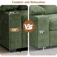 thumbnail image 2 of CAPCAEK Chaise Lounge Chair Indoor, Chenille Comfy Reading Chair with Ottoman, Storage and USB, for Living Room, Green, 2 of 7
