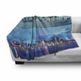 thumbnail image 3 of Urban Soft Flannel Fleece Throw Blanket, Times of Hong Kong City Morning and Evening Urban Downtown Scene Artwork Print, Cozy Plush for Indoor and Outdoor Use, 50" x 70", Deep Sky Blue, by Ambesonne, 3 of 6
