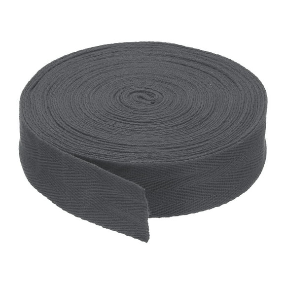 1"/2.5cm Cotton Twill Tape 10 Yards Cotton Ribbon Bias Binding Tape Herringbone Webbing Trim Dark Gray