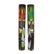 OMA Hand Carved Wooden Tiki Mask - 20" Hawaiian Tropical Wall Art With Vibrant Colors For Tiki Bar Decor