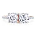 thumbnail image 2 of Round Cut Lab Created Moissanite Diamond 2-Stone Engagement Wedding Ring For Women In 14K Rose Gold Plated 925 Sterling Silver(G-H/VVS1,1.85 Cttw)-6.5, 2 of 8