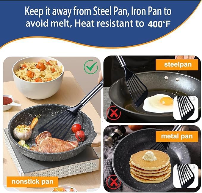 Ksendalo 2-Piece Fish Turner Spatula Set, Black photo 5