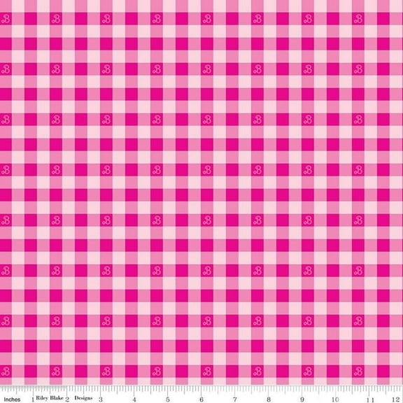 Barbie World Barbie Gingham Hot Pink Cotton Fabric (1 Yard)