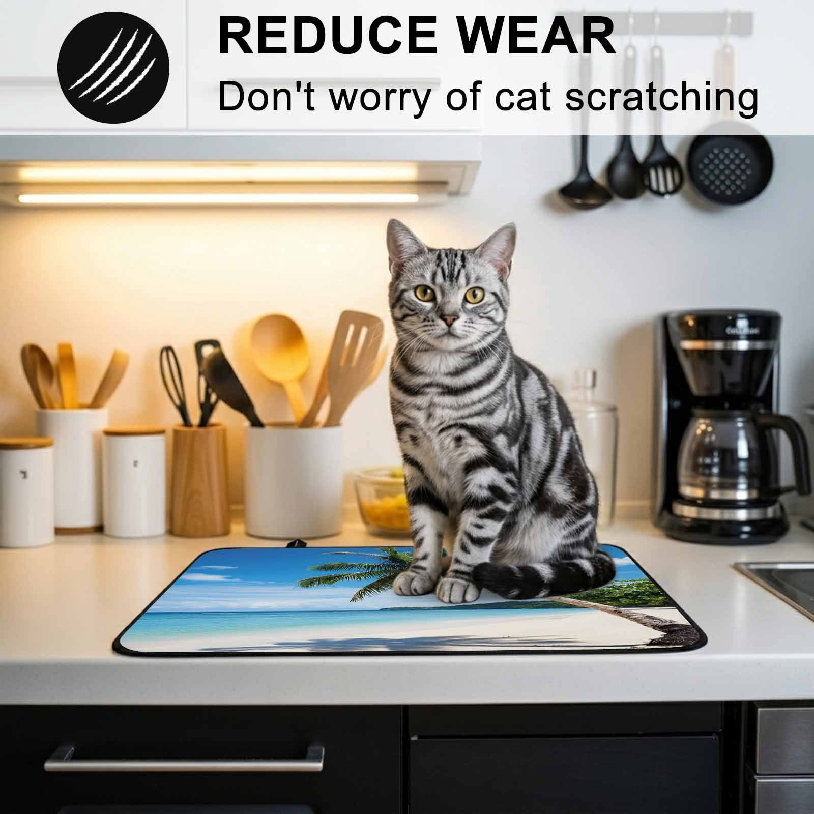 Coastal Tropical Stove Top Cover for Electric Stove, Heat-proof & Non Slip Glass Top Stove Cover Protector, Blue Sky Coconut Tree Summer Beach Kitchen Flat Cooktop Rubber Mat 24x21 Inches