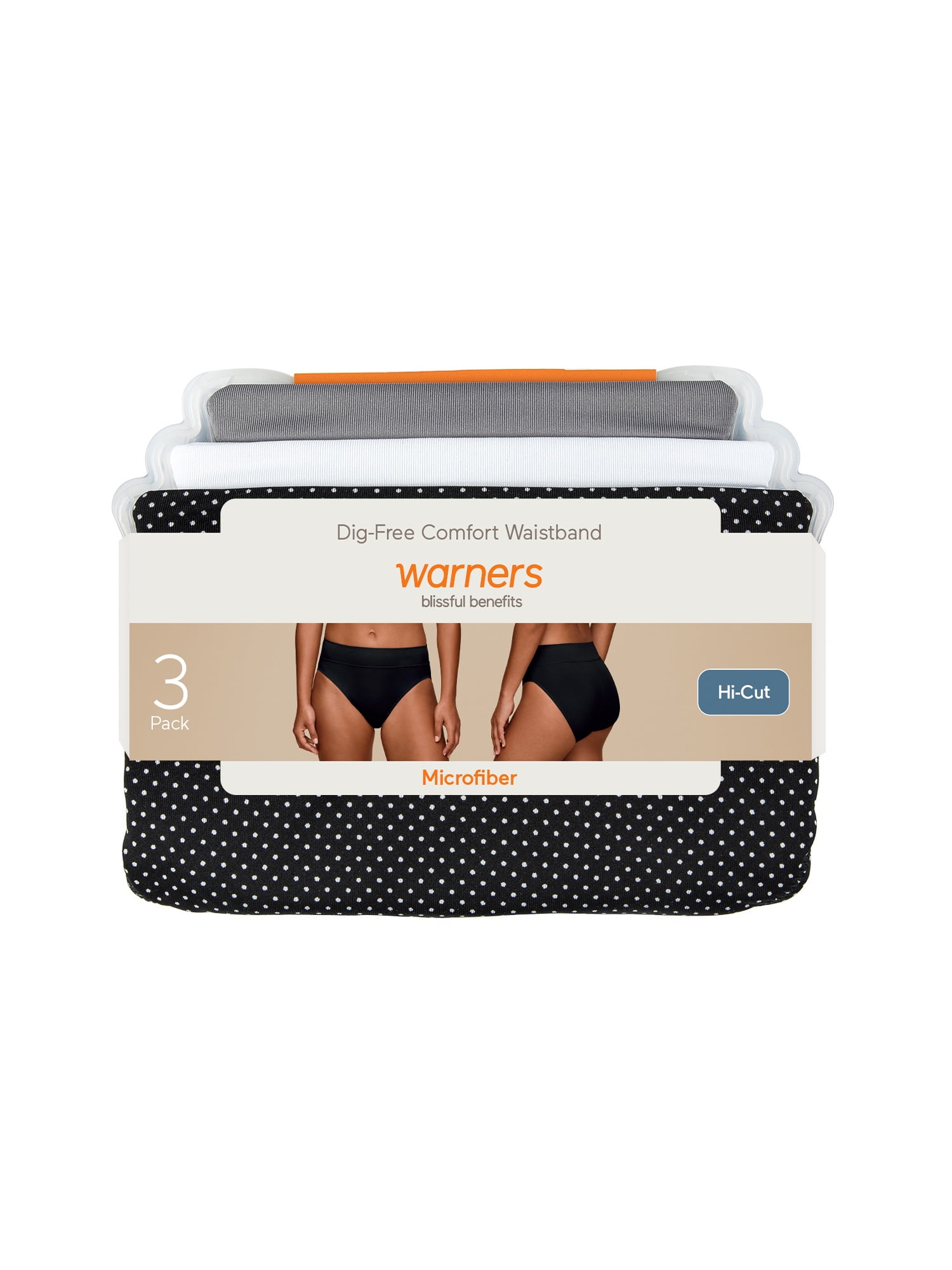 Warners® Blissful Benefits Women's Dig-Free Comfort Waistband Microfiber 3-Pack Hi-Cut