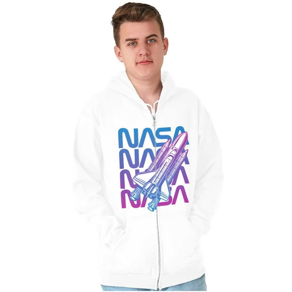 Vaporwave Shuttle NASA Worm Logo Zip Up Hoodie Men's Women's Brisco Brands M