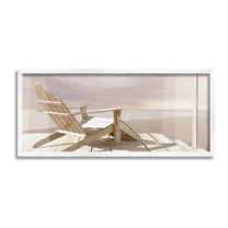 Stupell Industries Chair Overlooking Beach Landscape Photography White Framed Art Print Wall Art, 24 x 10