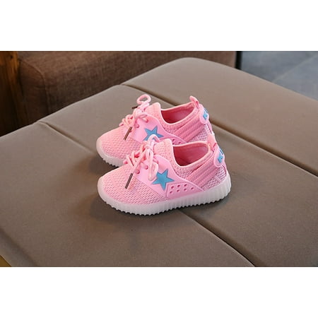 

Toyella Children S Shoes Five-Pointed Star Led Lighting Casual Shoes Sports Shoes Boys And Girls Baby Toddler Shoes Pink 25
