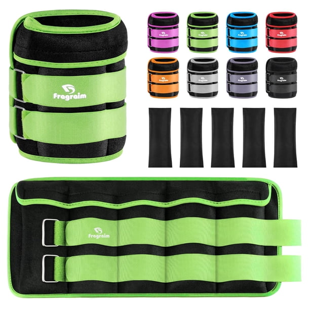 Par de pesas para tobillo Fragraim ajustables de 2 a 10 libras, color verde