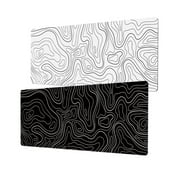Topographic White Gaming Mouse Pad With Perfect Glide Wide, Big, Long, Extended