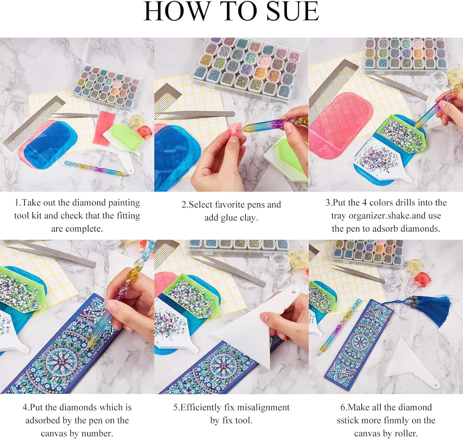 Plastic 1 Set Diamond Picture Kit Diamond Painting Tool Accessories with Tweezers Label Paster Tray Plate for Diamond Painting Work Plastic